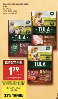 Saszetki dla psa, dla kota Tula promocja w Delikatesy Centrum