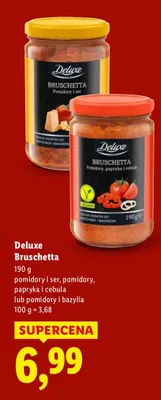 Bruschetta pomidory i ser, pomidory, papryka i cebula lub pomidory i bazylia promocja w Lidl