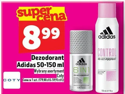 Dezodorant Adidas 50-150 ml promocja w TOPAZ