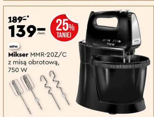 Mikser MMR-20Z/C z misą obrotową 750 W promocja w Biedronka