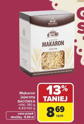 Makaron jajeczny BACÓWKA nitki 180 g promocja w Carrefour