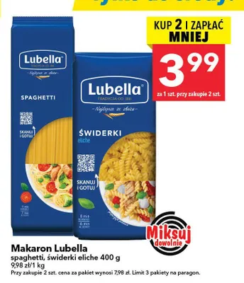Makaron świderki eliche Lubella 400g promocja w LEWIATAN