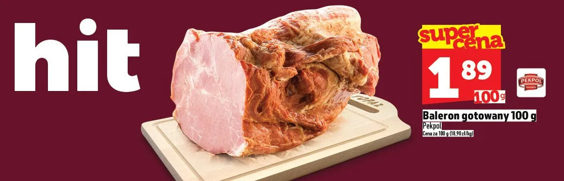 Baleron gotowany Pekpol 100 g promocja w TOPAZ
