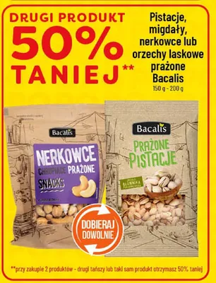 Pistacje, migdały, nerkowce lub orzechy laskowe prażone Bacalis promocja w POLOmarket