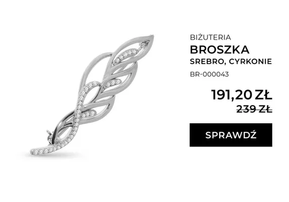 Broszka srebro, cyrkonie BR-000043 promocja w Briju
