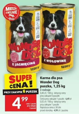 Karma dla psa Wonder Dog puszka z jagnięciną, 1,25 kg promocja w Twój Market
