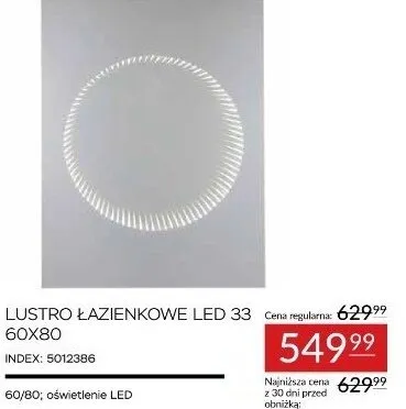 Lustro  łazienkowe LED 33 60X80 Abra Meble promocja w Abra Meble