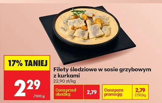 Filety śledziowe w sosie grzybowym z kurkami promocja w Biedronka