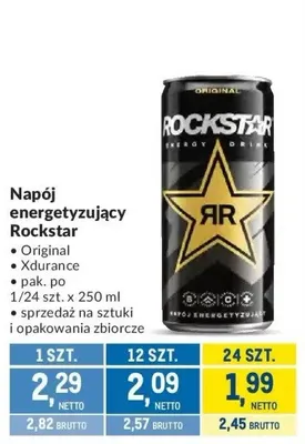 Napój energetyzujący Rockstar Original, Xdurance promocja w Makro