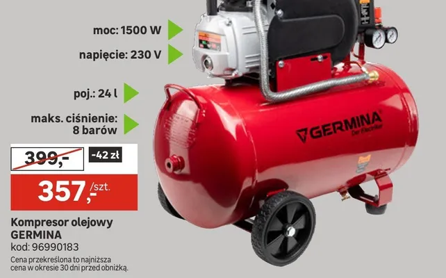 Kompresor olejowy GERMINA promocja w Leroy Merlin