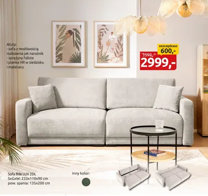 Sofa Trix LUX 2DL promocja w Black Red White