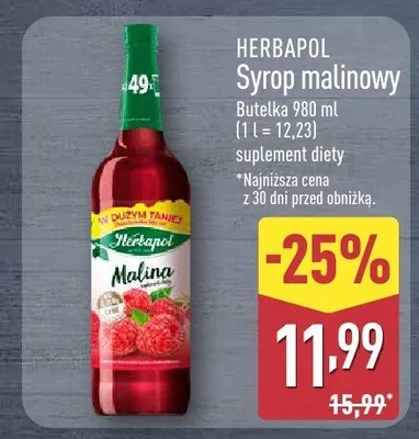 Syrop malinowy Herbapol promocja w Aldi