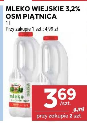 Mleko wiejskie 3,2% OSM Piątnica promocja w Stokrotka