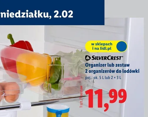 Organizer lub zestaw 2 organizerów do lodówki promocja w Lidl