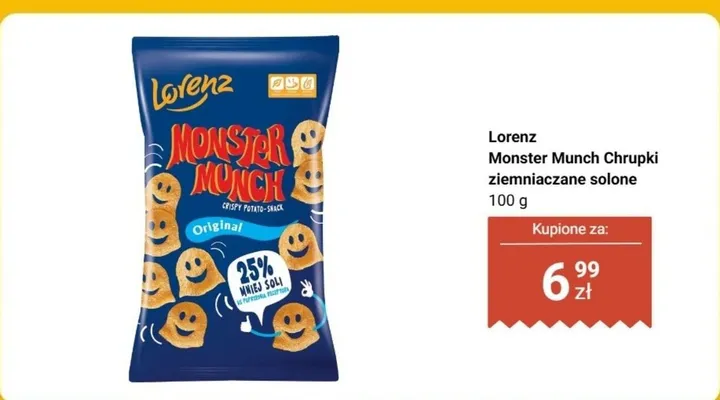 Chrupki Monster Munch ziemniaczane solone promocja w Dino