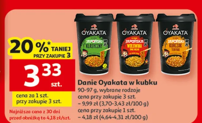 Danie Oyakata w kubku 90-97 g, wybrane rodzaje promocja w Auchan