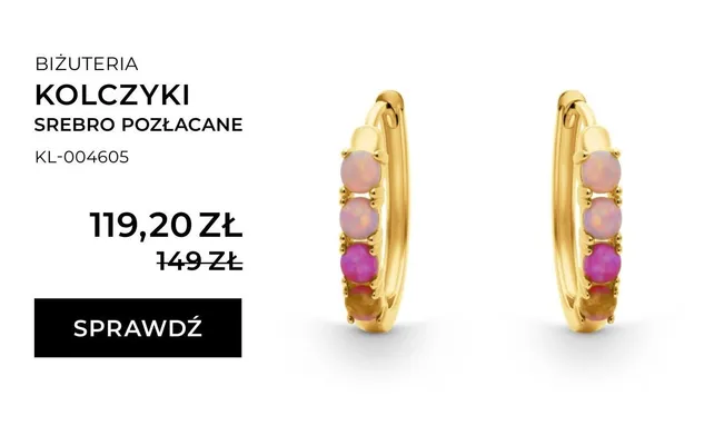 Kolczyki srebro pozłacane promocja w Briju
