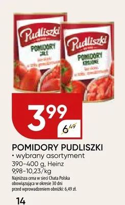 POMIDORY PUDLISZKI wybrany asortyment Heinz promocja w Chata Polska