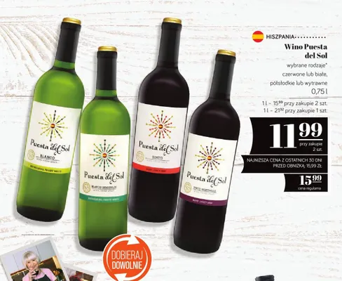 Wino białe półsłodkie 0,75l Puesta del Sol promocja