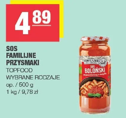 Sos familijne przysmaki TOPFOOD wybrane rodzaje promocja w SPAR