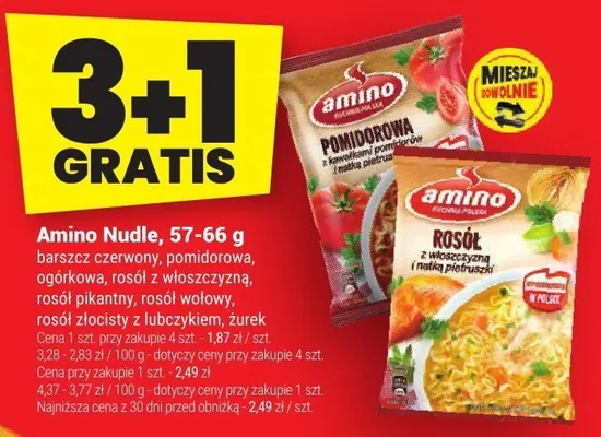 Zupa Amino Nudle pomidorowa, 57-66 g promocja w Twój Market