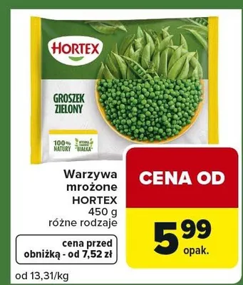 Groszek zielony mrożony HORTEX 450g promocja w Carrefour Express
