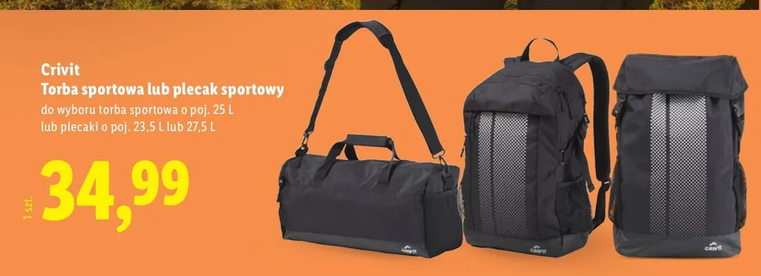 Plecak sportowy  promocja w Lidl