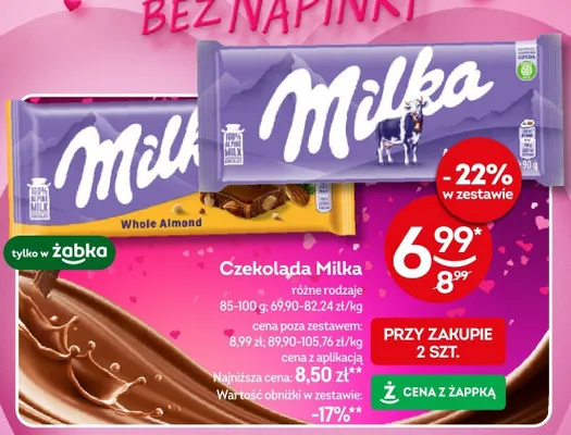Czekolada Milka różne rodzaje 85-100g promocja w Żabka
