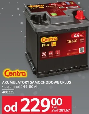 Akumulatory samochodowe Centra Plus pojemność 44-80 Ah promocja w Selgros
