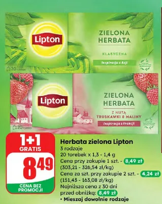 Herbata zielona z nutą truskawki i maliny promocja w Dino