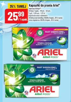 Kapsułki do prania Ariel wybrane rodzaje promocja w POLOmarket