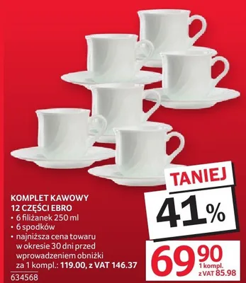 Komplet kawowy 12 części Erbo Selgros promocja w Selgros