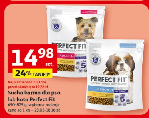Sucha karma dla psa lub kota Perfect Fit 100-825 g, wybrane rodzaje promocja