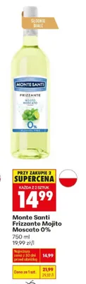 Wino Monte Santi Frizzante Mojito Moscato 0% promocja w Biedronka