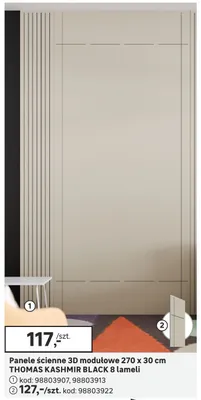 Panele ścienne 3D modułowe 270 x 30 cm THOMAS KASHMIR BLACK 8 lameli promocja w Leroy Merlin