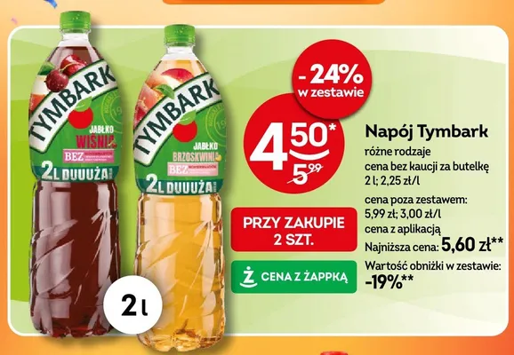 Napój Tymbark różne rodzaje promocja w Żabka
