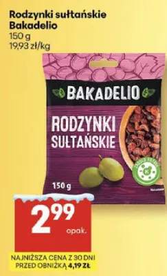Rodzynki sułtańskie Bakadelio promocja w Delikatesy Centrum
