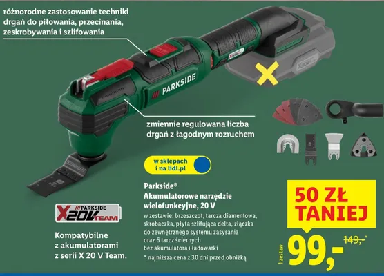 Narzędzie wielofunkcyjne akumulatorowe 20V promocja w Lidl