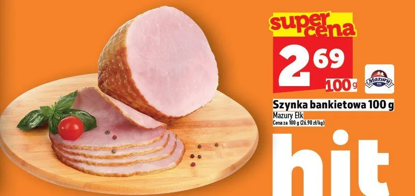 Szynka bankietowa Mazury Ełk 100 g promocja w TOPAZ