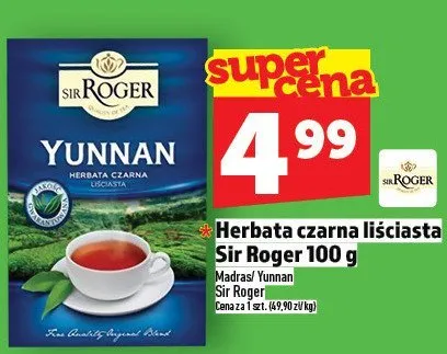 Herbata czarna liściasta Sir Roger Yunnan 100 g promocja w TOPAZ