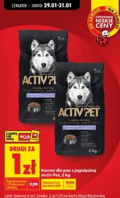 Karma sucha dla psa z jagnięciną Activ Pet 2kg promocja w Biedronka