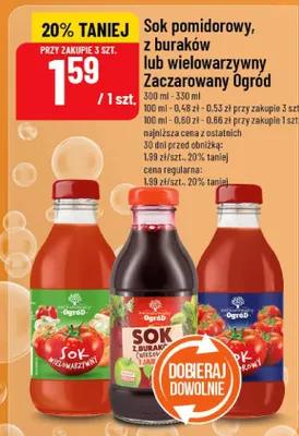 Sok pomidorowy, z buraków lub wielowarzywny Zaczarowany Ogród promocja w POLOmarket