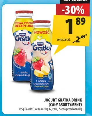 Jogurt gratka drink DANONE 155g promocja w Arhelan