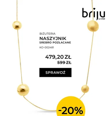 Naszyjnik srebro pozłacane promocja w Briju