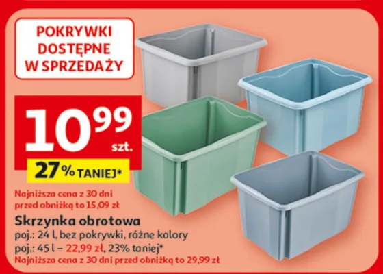 Skrzynka obrotowa z pokrywką 15 l Carrefour promocja w Auchan