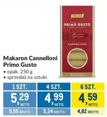 Makaron Cannelloni Primo Gusto promocja w Makro