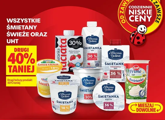 Śmietana gęsta 30% Mleczna Dolina promocja w Biedronka