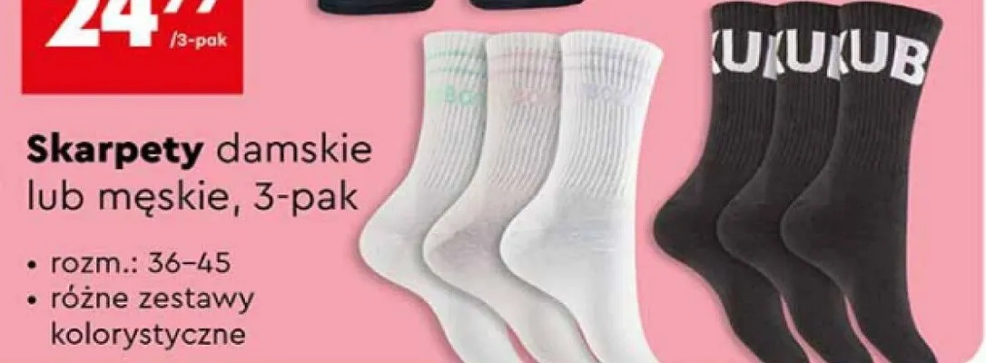 Skarpety damskie lub męskie promocja w Biedronka