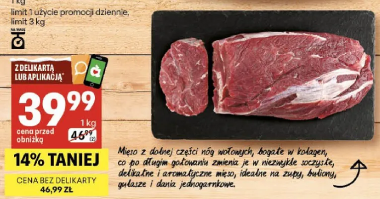 Goleń wołowa bez kości Delikatesy Centrum promocja w Delikatesy Centrum
