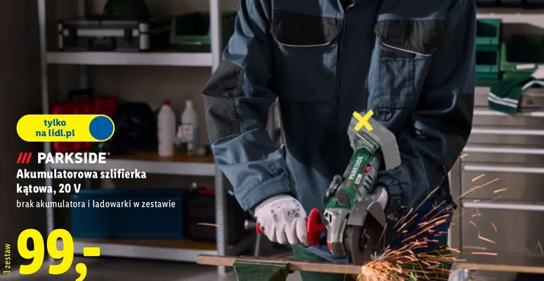 Szlifierka kątowa akumulatorowa 20 V promocja w Lidl